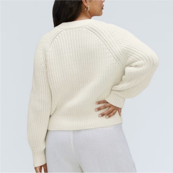 Everlane The Texture Knit Button-Up Cardigan Sweater Butter Cream Size Small - Picture 6 of 10